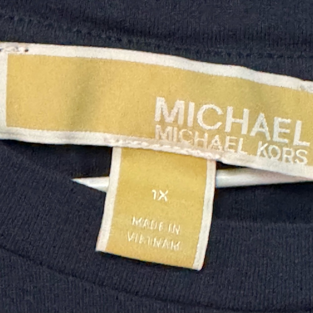 Michael Kors Navy Tee with Gold Sequin 'KORS' Logo - Picture 3 of 4
